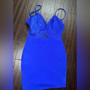 Blue lace mini dress